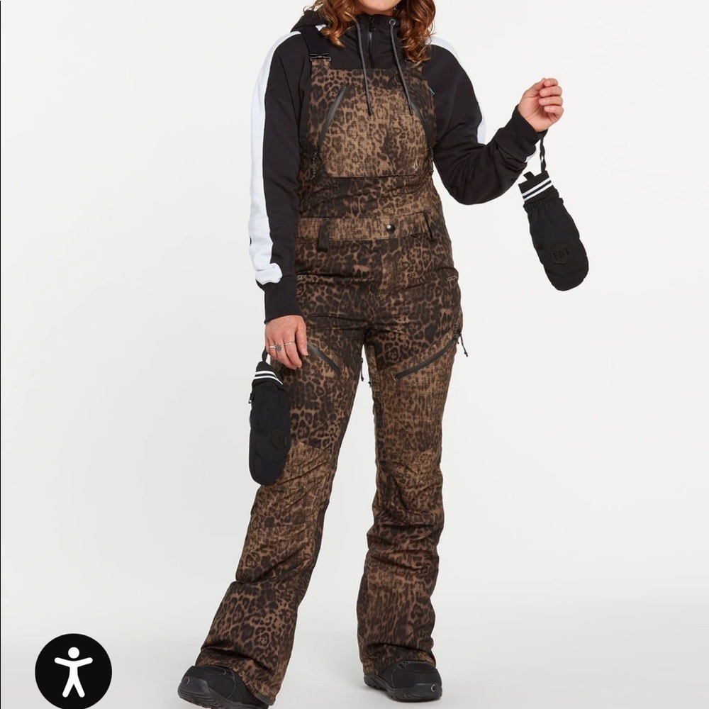 volcom cheetah print bibs